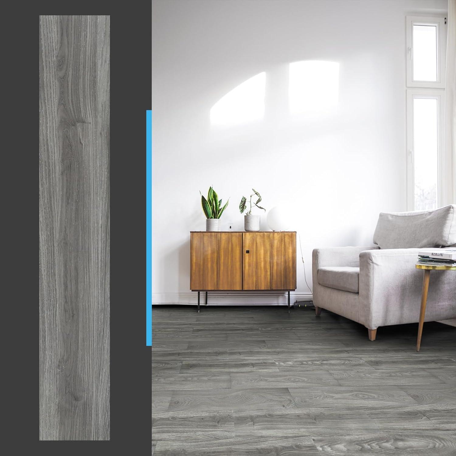 Light Gray Ash Look Peel and Stick Vinyl Plank Flooring