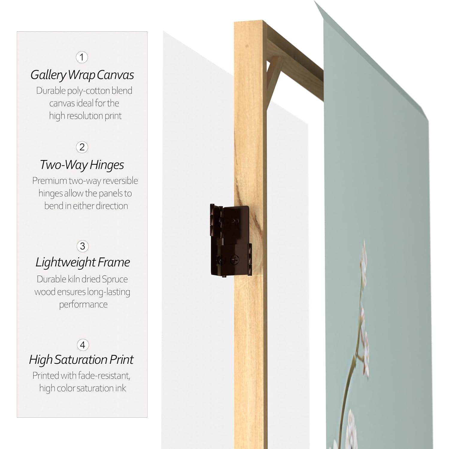 Oriental Furniture 6 Feet Tall Double Sided Birds and Plum Blossoms Canvas Room Divider