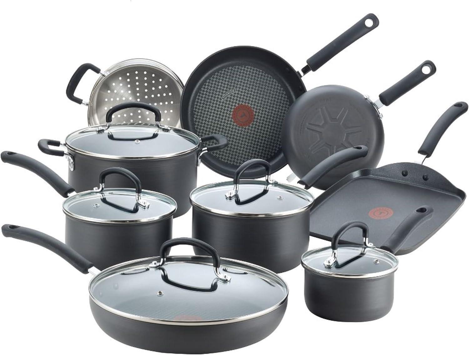 Ultimate Hard Anodized Non-Stick 14 Piece Cookware Set, Black