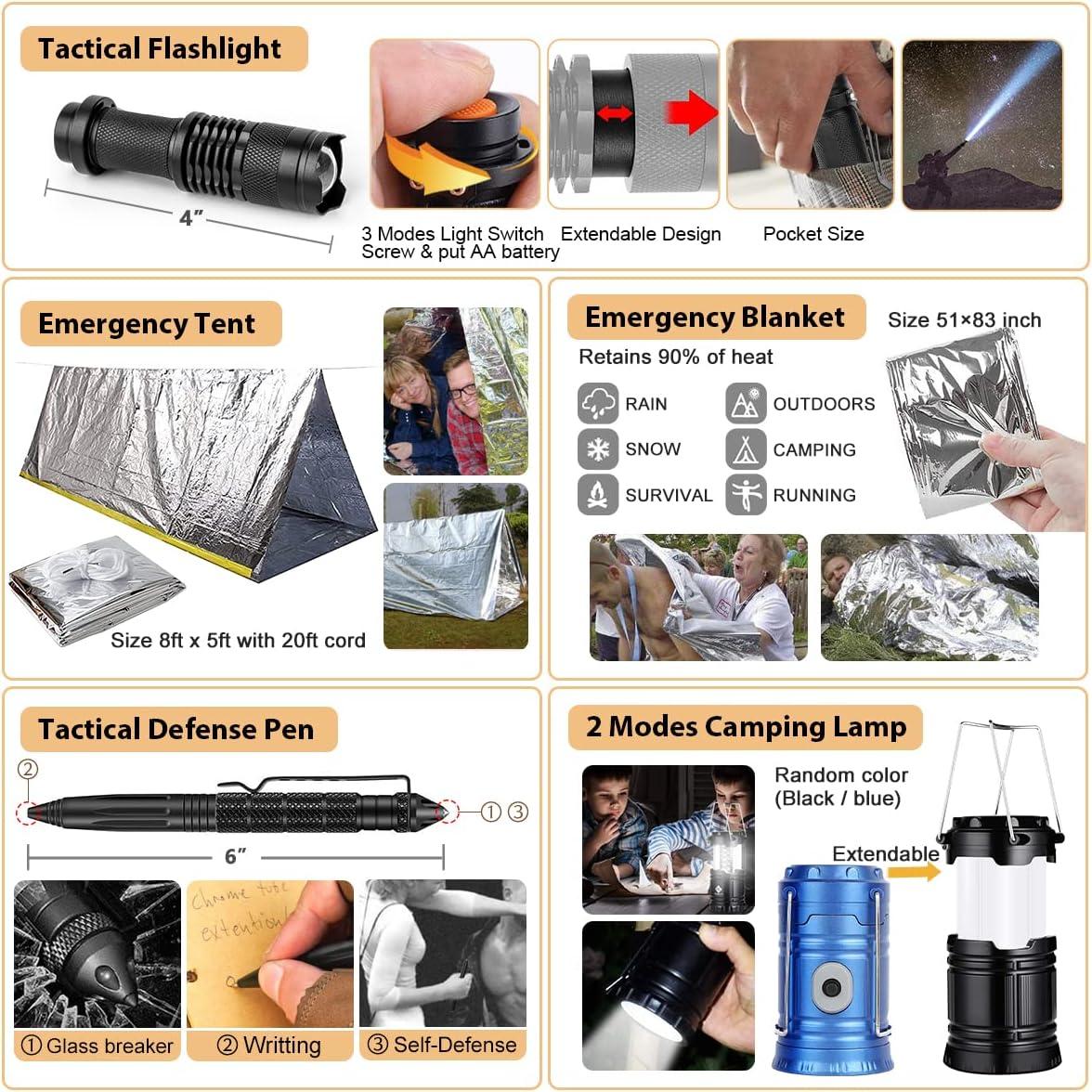 Arlmont & Co. Survival Kit, 250 Piece Survival Gear First Aid Kit With Molle System Compatible Bag And Emergency Tent, Earthquake Emergency Kit, Outdoor Adventure, Hiking, Hunting, Gift For Men And Women