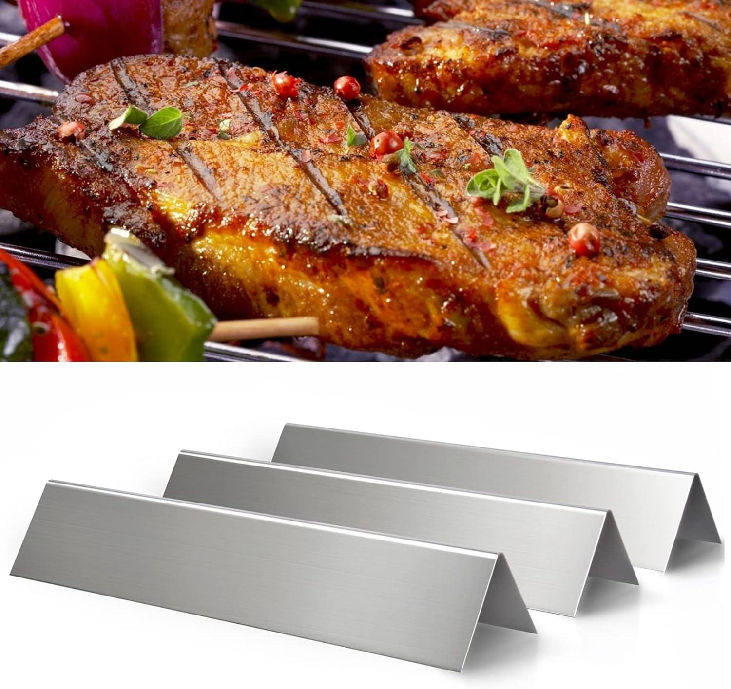 GasSaf 15.3inch Flavorizer Bar Replacement for Weber 7635, Spirit 200 Series, Spirit E-210, S-210, E-220, S-220 with Front Controls Panel, 3-Pack Stainless Steel Flavor Bar(15.3"x3.5"x2.5")