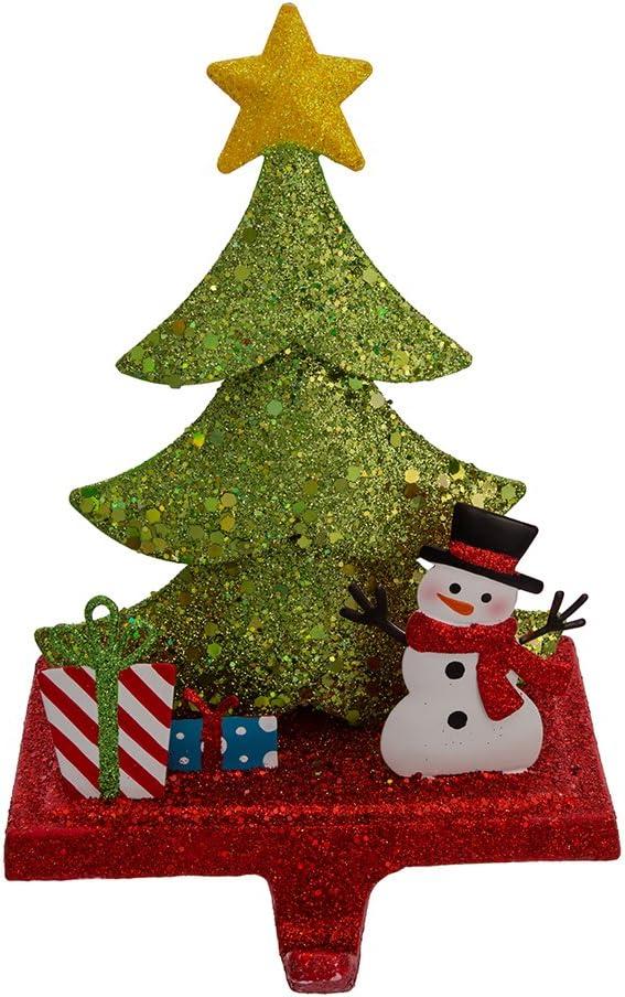 Festive Glittery Christmas Tree Stocking Holder with Snowman