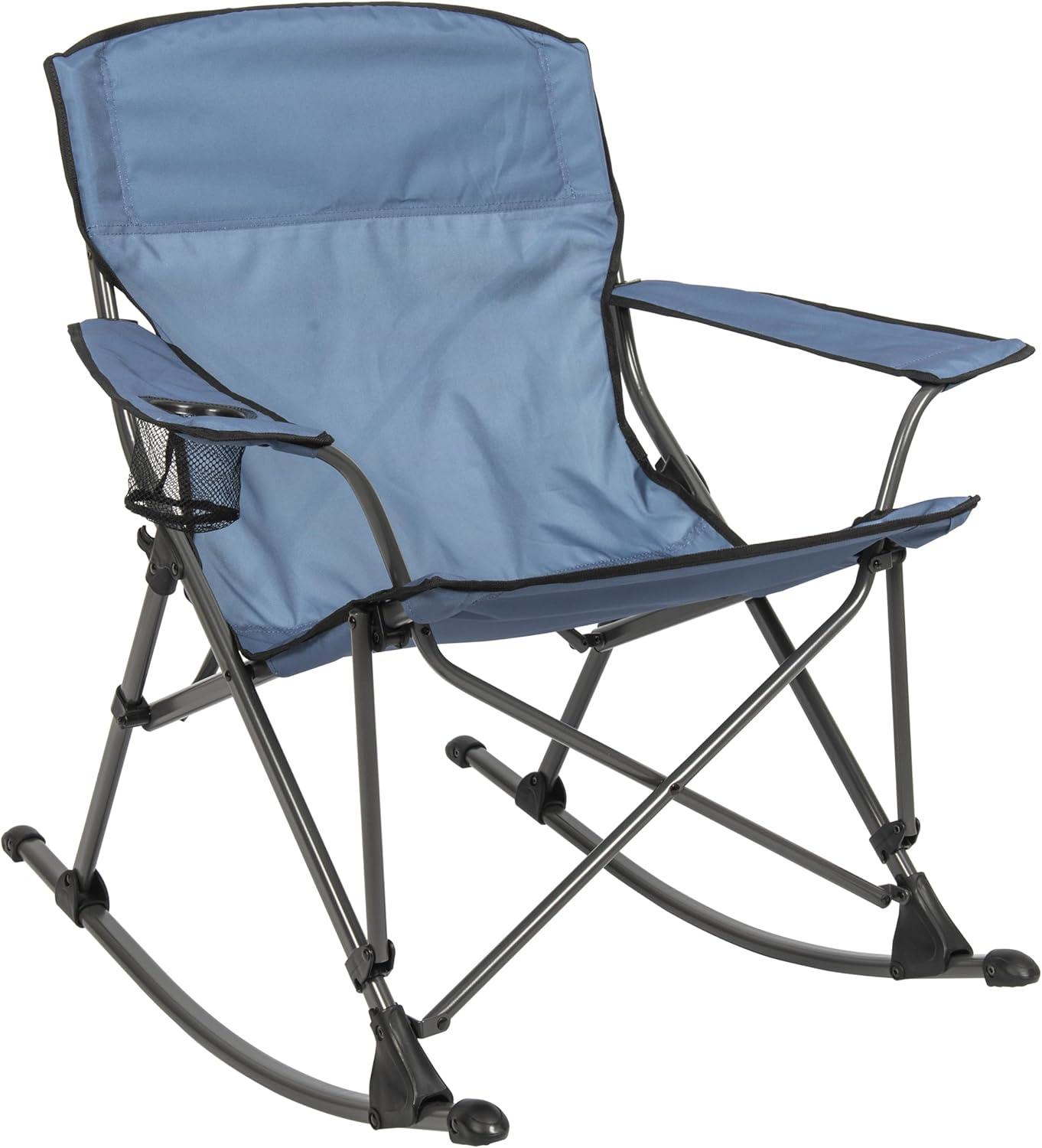 Gray PVC-Coated Fabric Quad Folding Rocking Chair with Arms