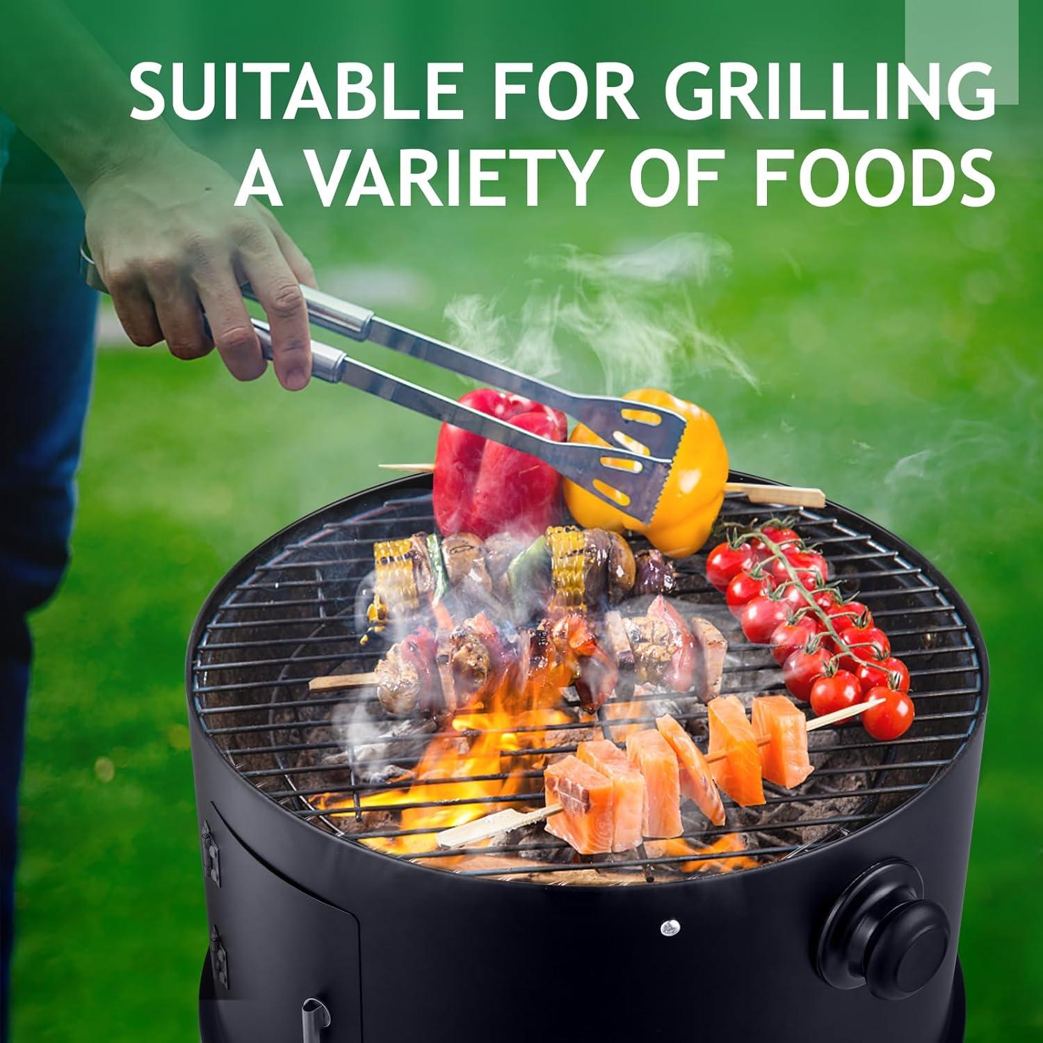 Yunwen 31.5" Charcoal Smoker Grill 3-in-1 Vertical Heavy Duty Charcoal BBQ Smoker Grill