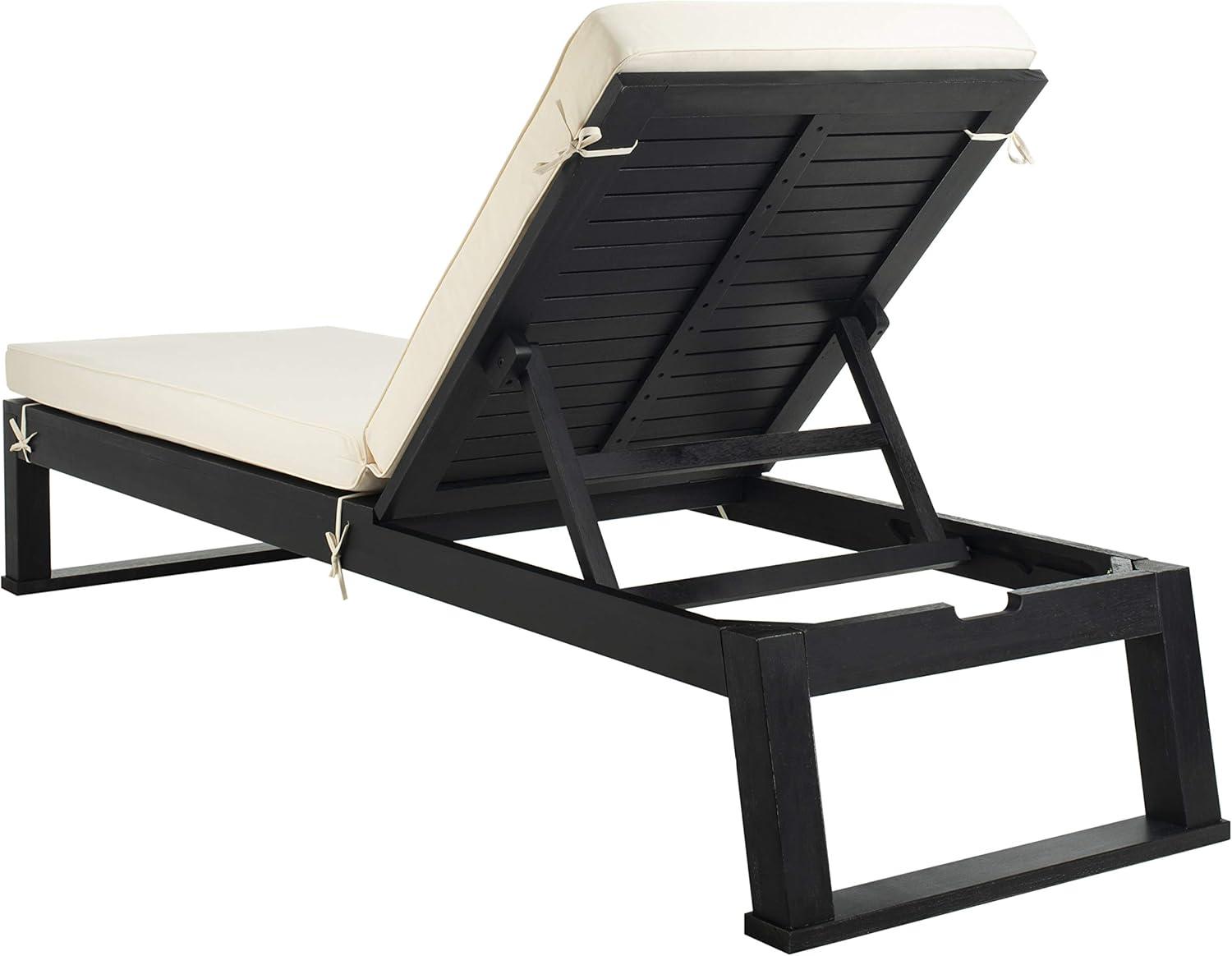 Contemporary Black & Beige Hanging Chaise Lounger with Cushions