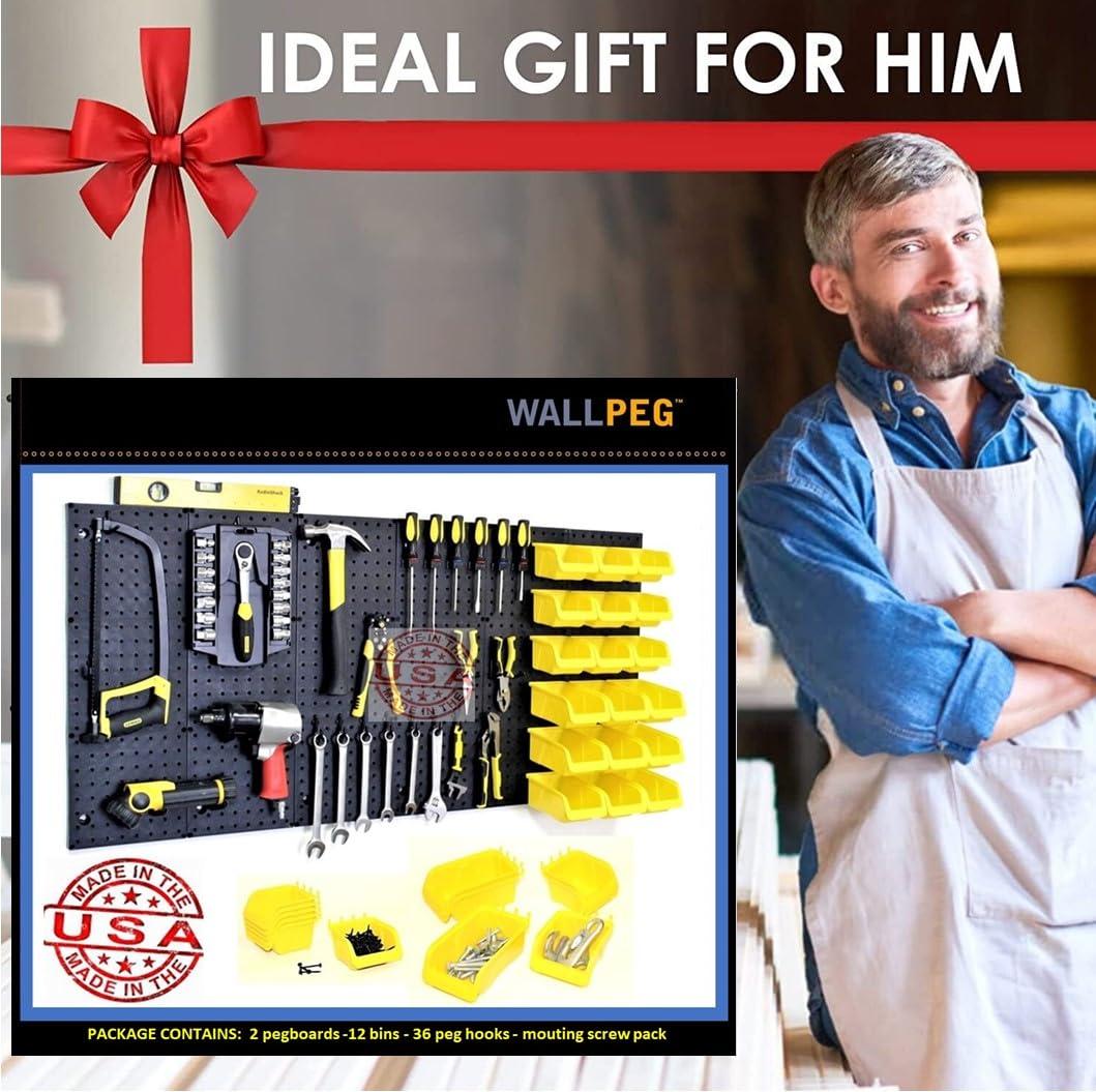 WallPeg Plastic Pegboard Panels, 96" Wide Garage Tool Pegboard, Black