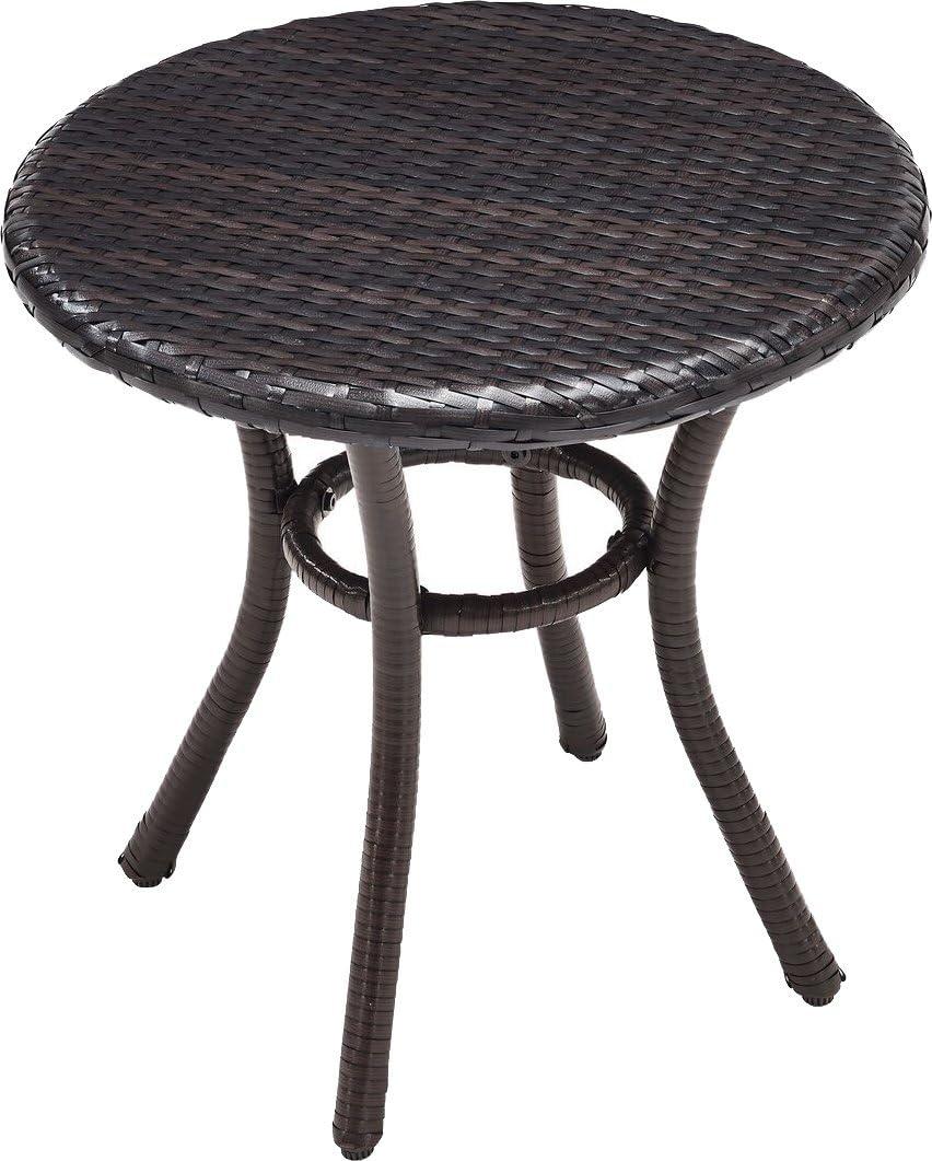 Crosley Palm Harbor Outdoor Wicker Round Side Table in Brown