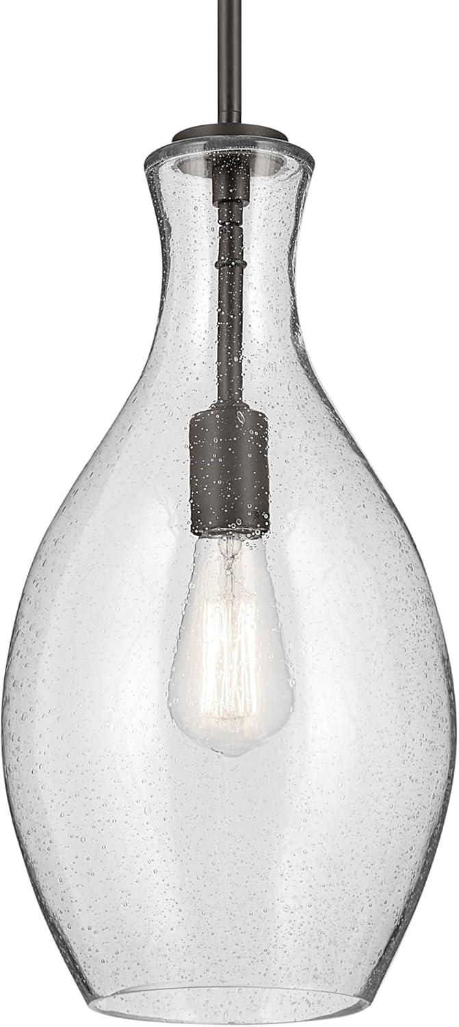 Everly 17.75" 1 Light Hour Glass Pendant Clear Glass Chrome