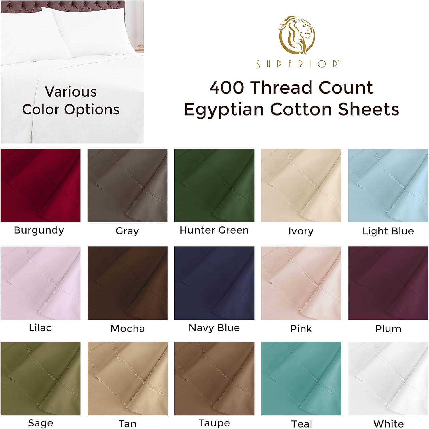 Superior 400 Thread Count Premium Combed Egyptian Cotton Sateen Sheet Set