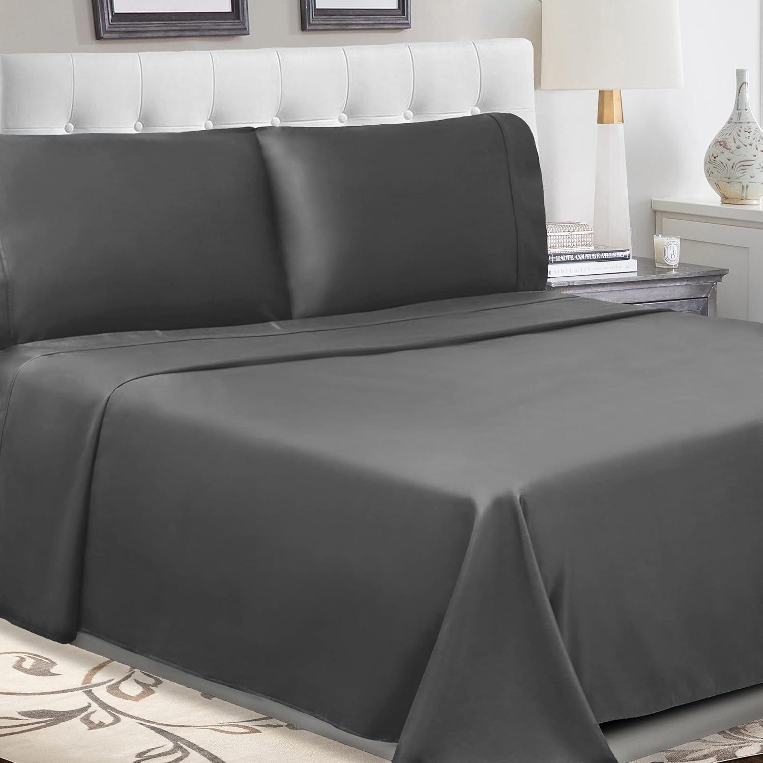 Superior Tierney Cotton Percale Deep Pocket Sheet Set, King, Gray
