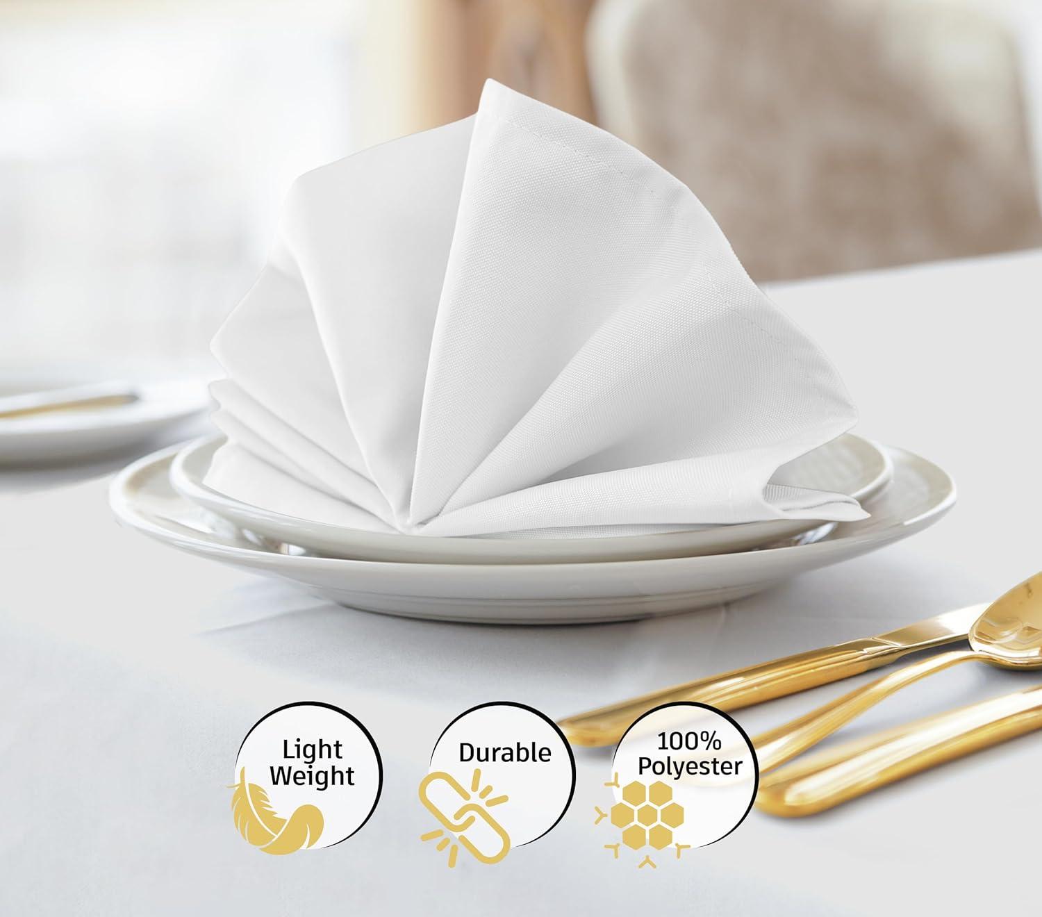 Wealuxe White Restaurant Cloth Napkins 17 x 17 inch, 24 Pack