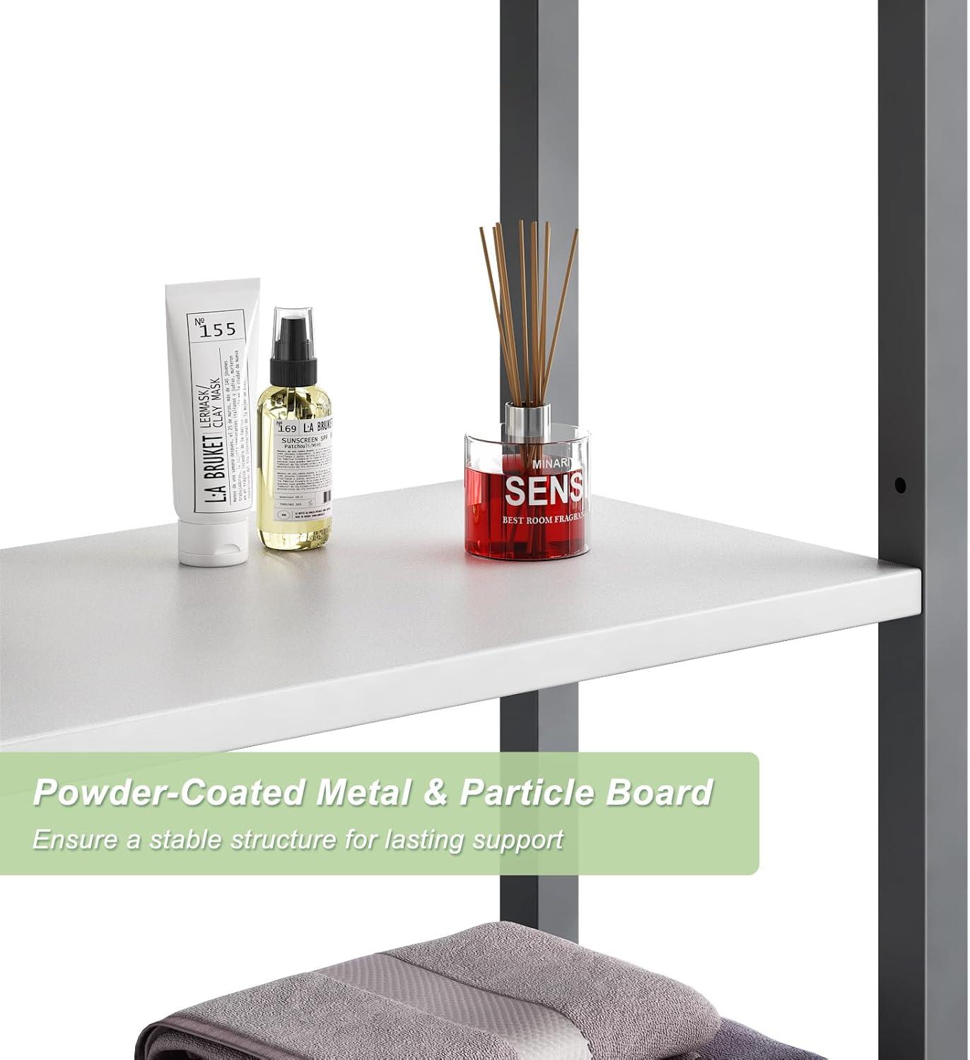 4-Tier Bathroom Organizer Shelf Over Toilet with Adjustable Shelf and Basket