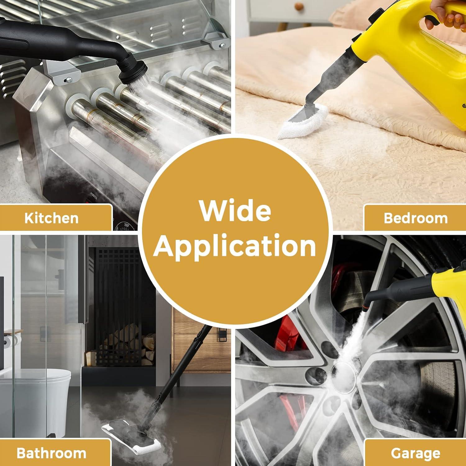 Handheld MultiPurpose Steam Cleaner with 17 Pieces, 350ml Large Capacity Steam Mop Continuous Fill water, Portable Chemical-Free Steamer for Home Use Carpet, Floors, Windows, 1400W