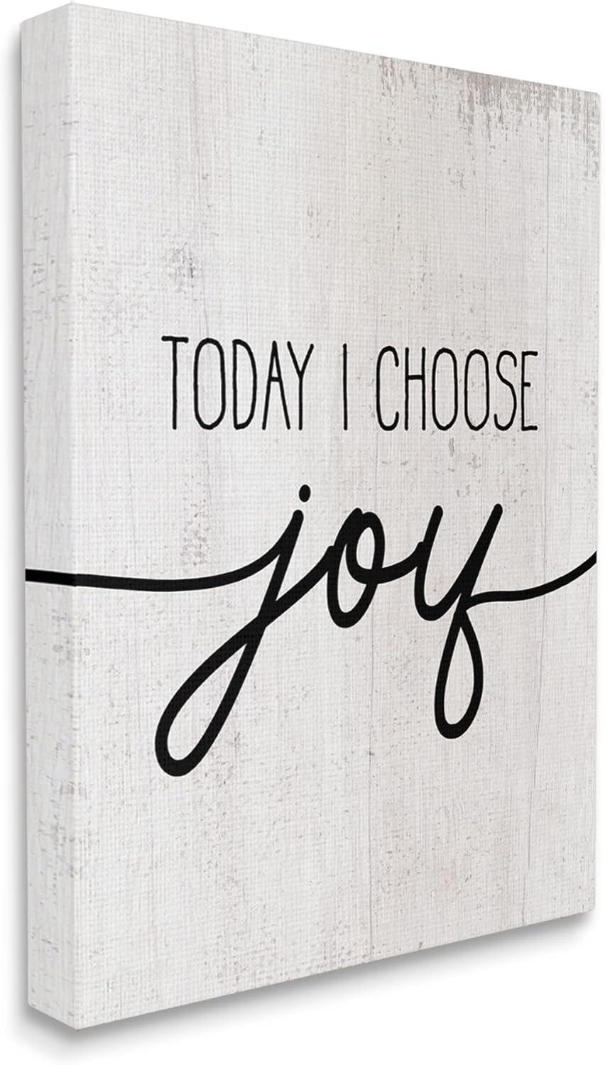 Today I Choose Joy Black and White Canvas Wall Art