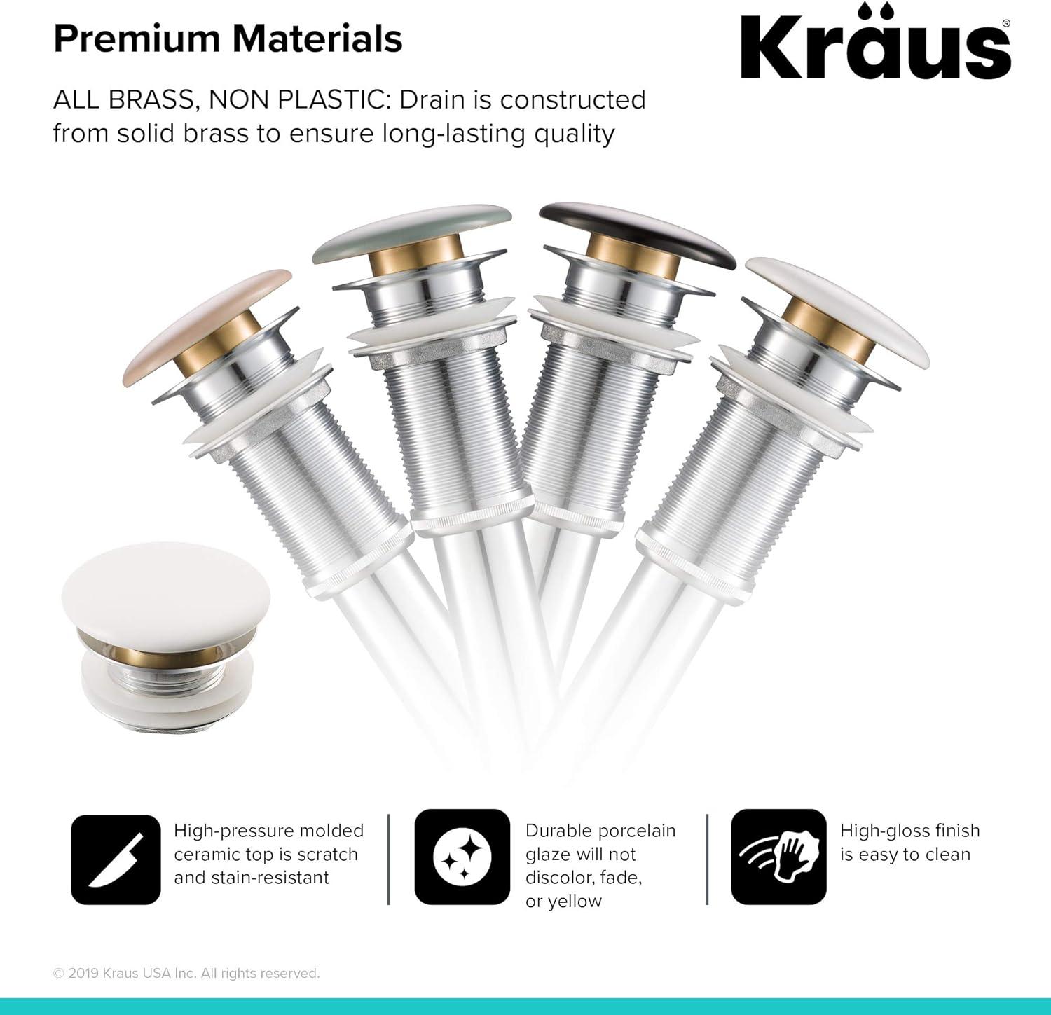 KRAUS Viva™ Thin Porcelain Ceramic Vessel Bathroom Sink with Pop-Up Drain