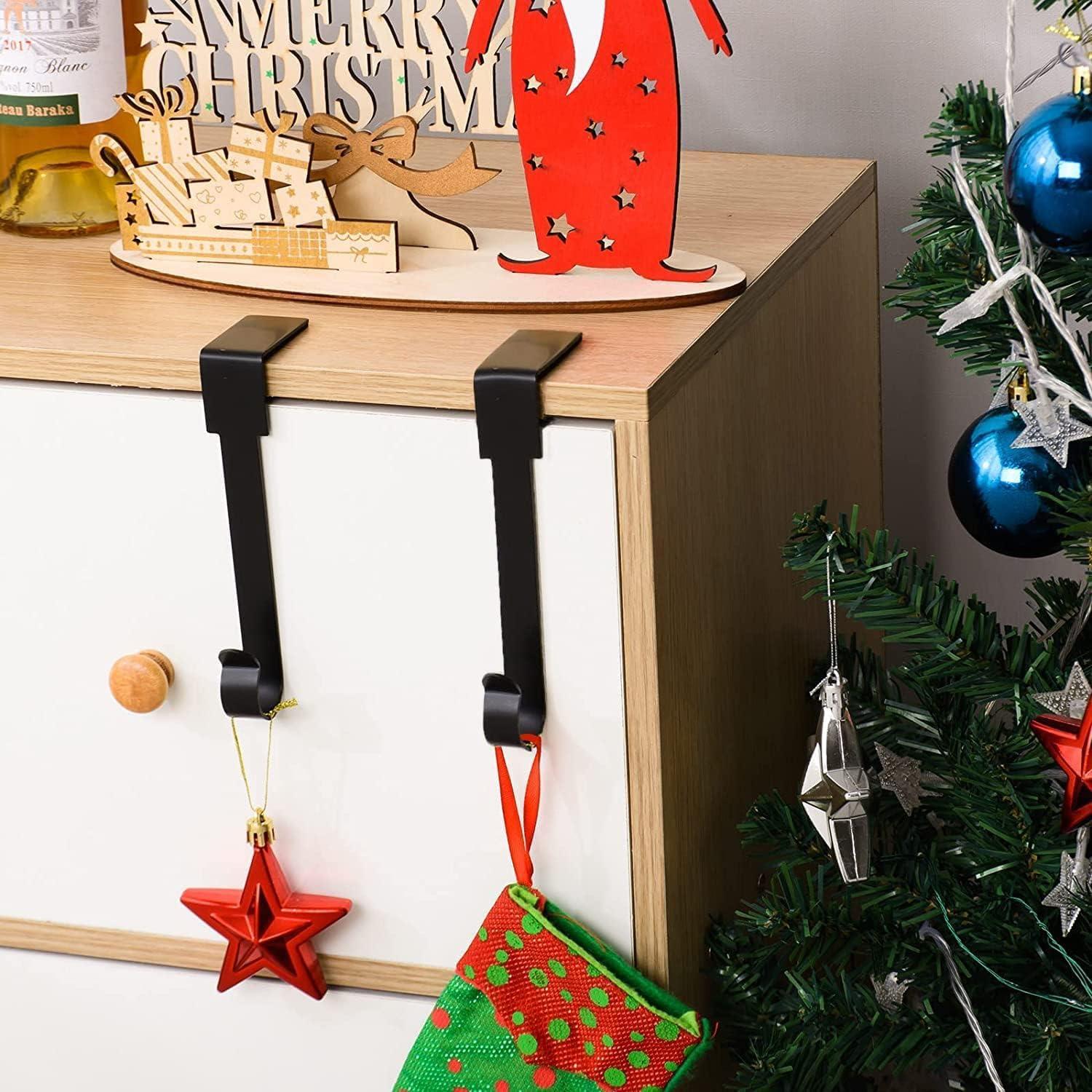 4Pcs Christmas Stockings Holder Hanger, Metal Hooks for Hanging Christmas Stockings,Stocking Holders for Mantle for Christmas Decorations