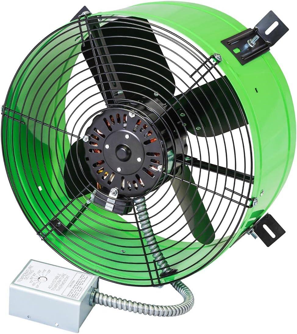 Green Galvanized Steel 15-Inch Gable Mount Attic Fan