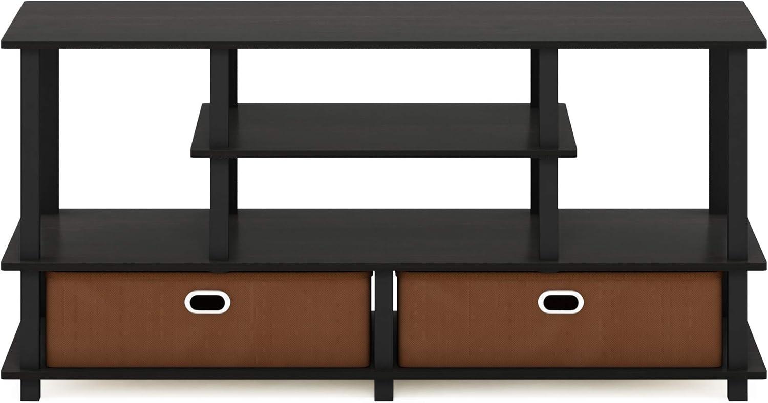 Furinno 4-Tier Large TV Stand for TVs up to 55" TV Console Table w/Open Bookcase Shelves & 2 Storage Drawers