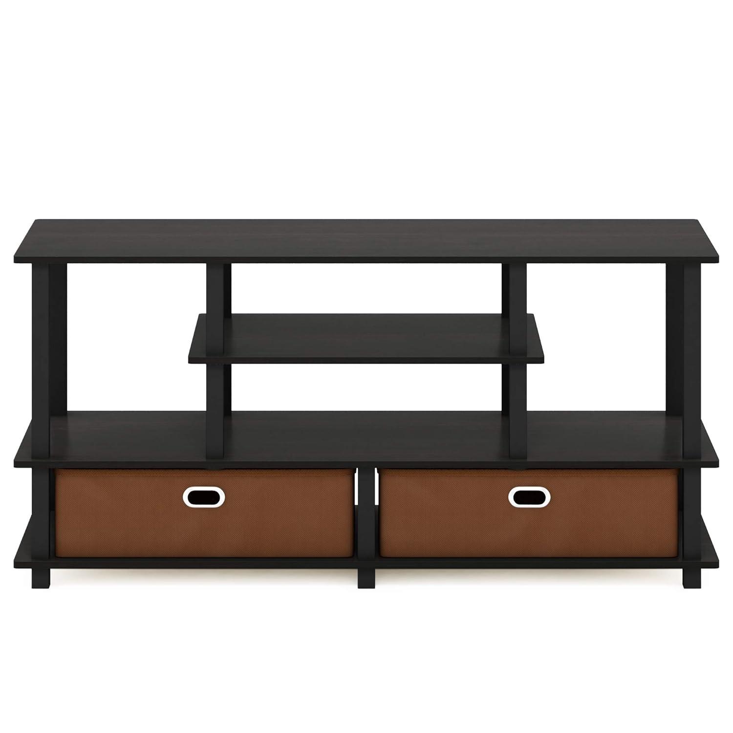 Furinno 4-Tier Large TV Stand for TVs up to 55" TV Console Table w/Open Bookcase Shelves & 2 Storage Drawers