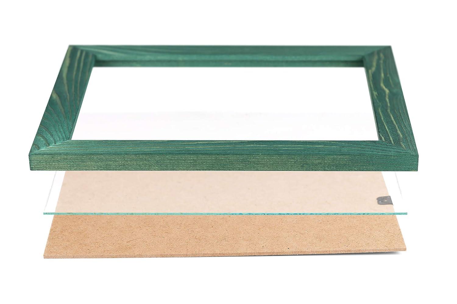 Rustic Wooden Picture Frames 8x10 - Green - Set of 2 - Natural Eco Solid Wood and High Definition Real Glass for Wall Hanging and Tabletop Photo Frame