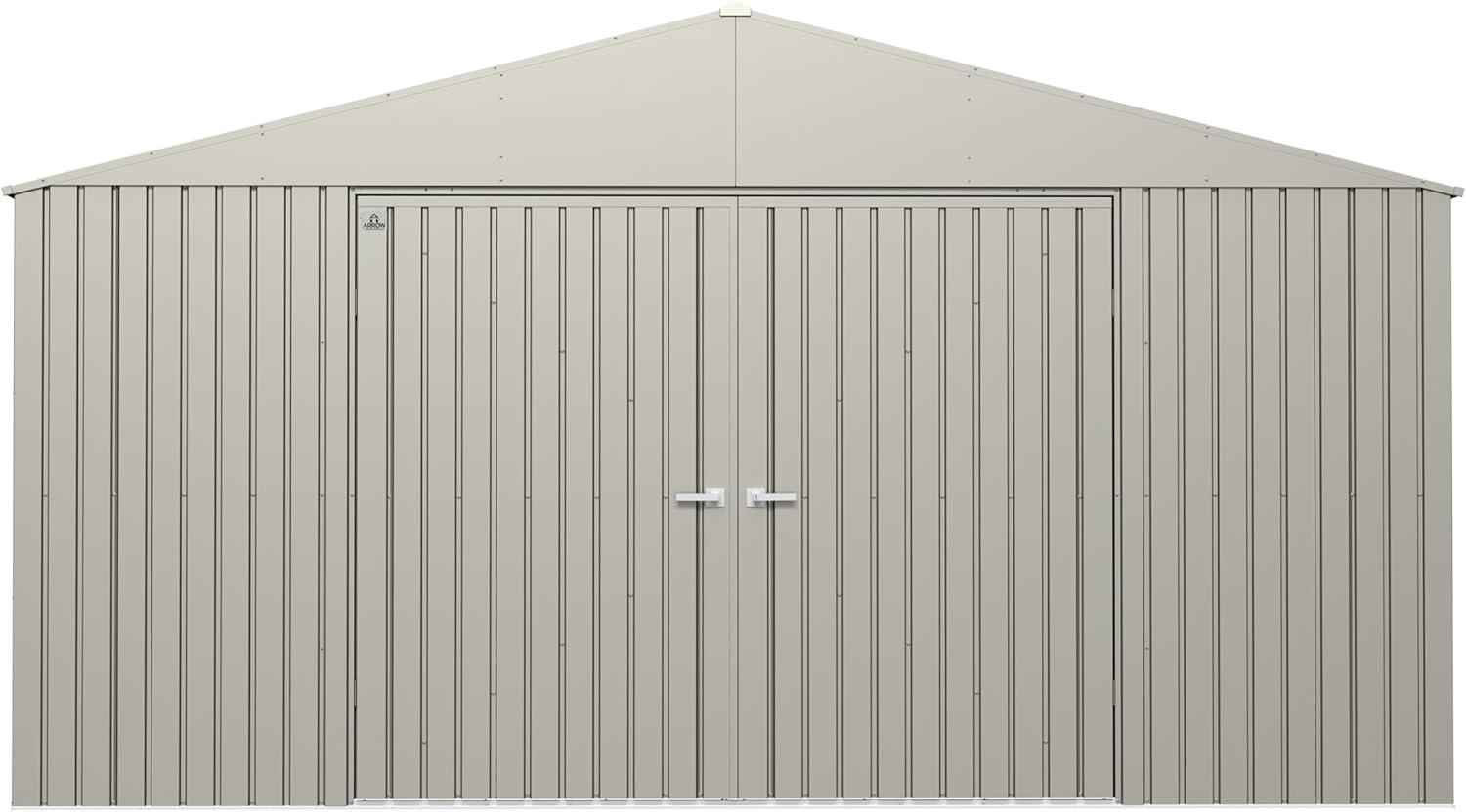 Elite Cool Grey 14' x 12' Steel Storage Shed with Swing Doors