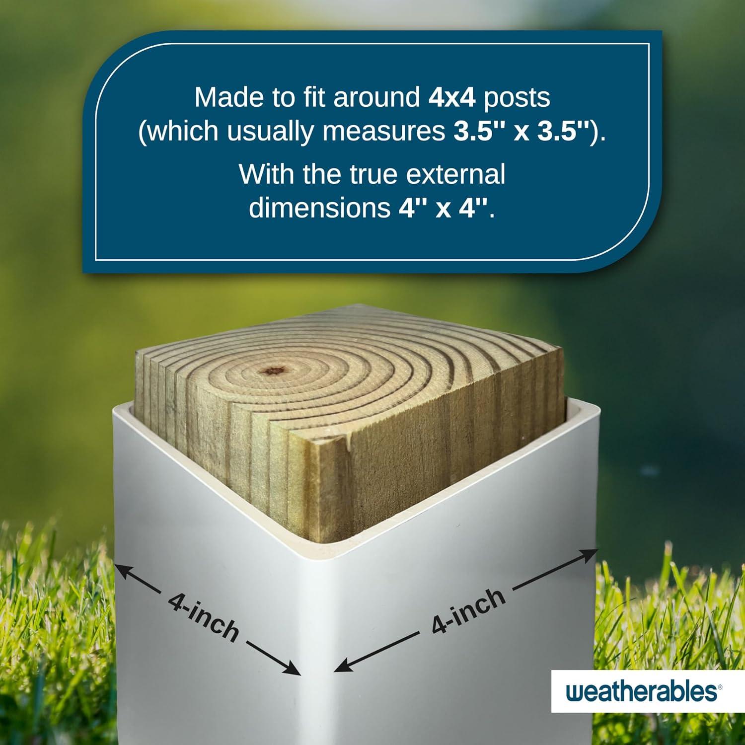 Weatherables 4x4 Post Sleeve – Weatherproof Premium Outdoor Vinyl Post Cover for Lasting Durability and Easy Installation on Decks, Patios, Porches or Mailbox Posts (4" x 4" x 72", White)