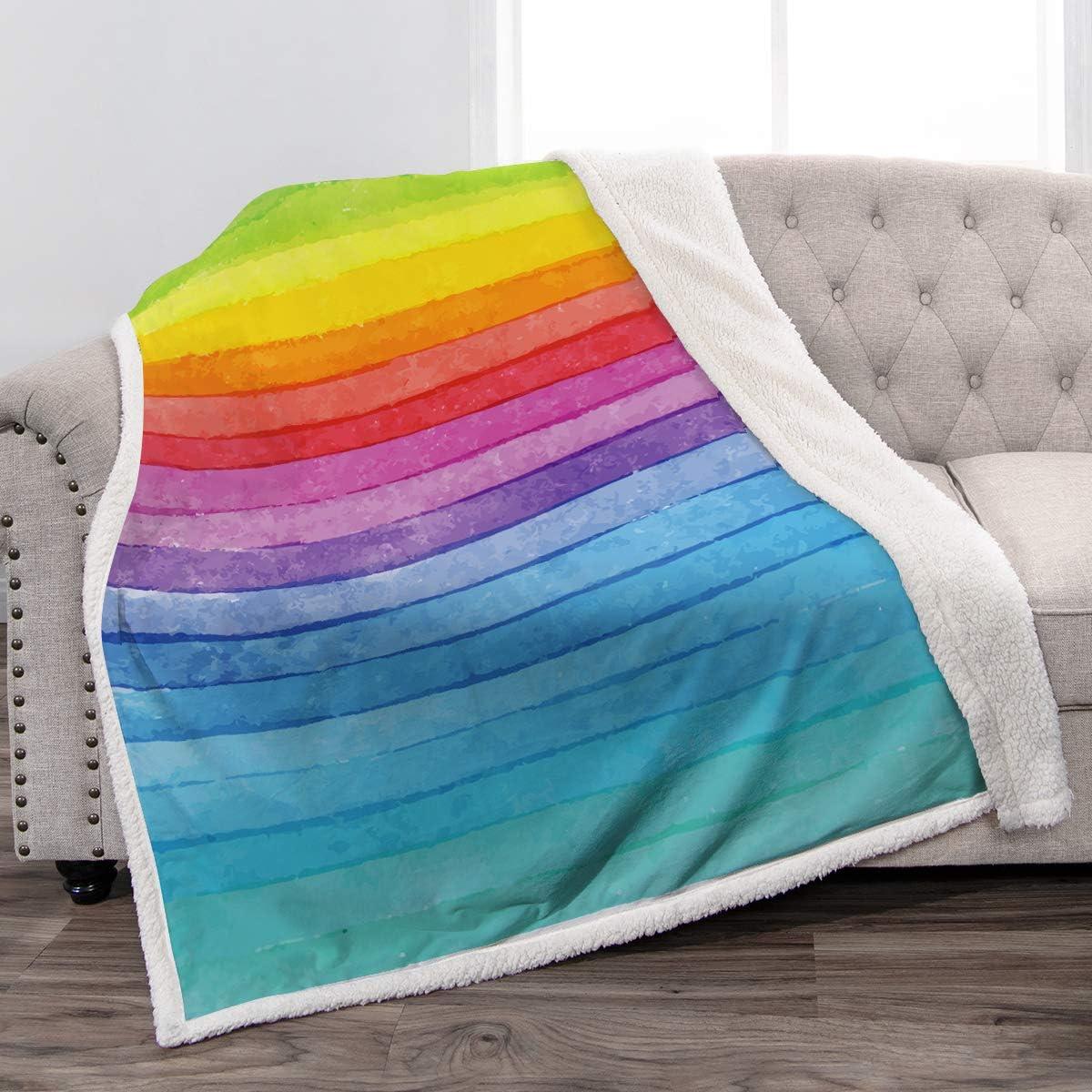 Colorful Rainbow Fleece Throw Blanket for Girls 50" x 60"