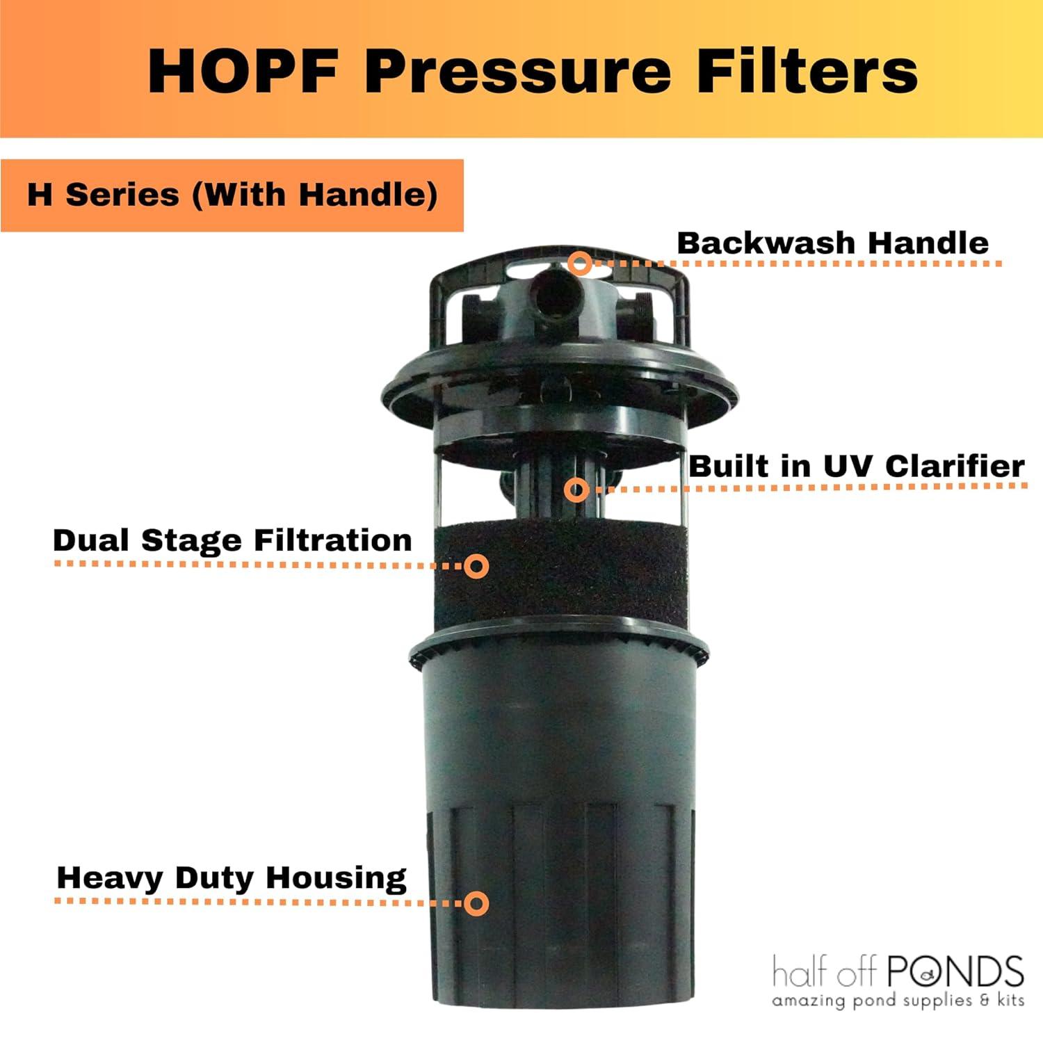Pressure Filter with Handle 24-Watt UV for Ponds up to 3,000 Gallons - HOPBP-3000H