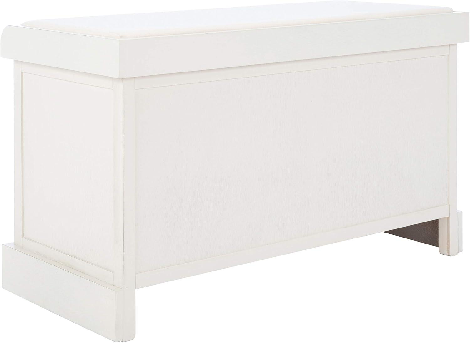 Landers 2 Drawer/Cushion Storage Bench - Distressed White - Safavieh