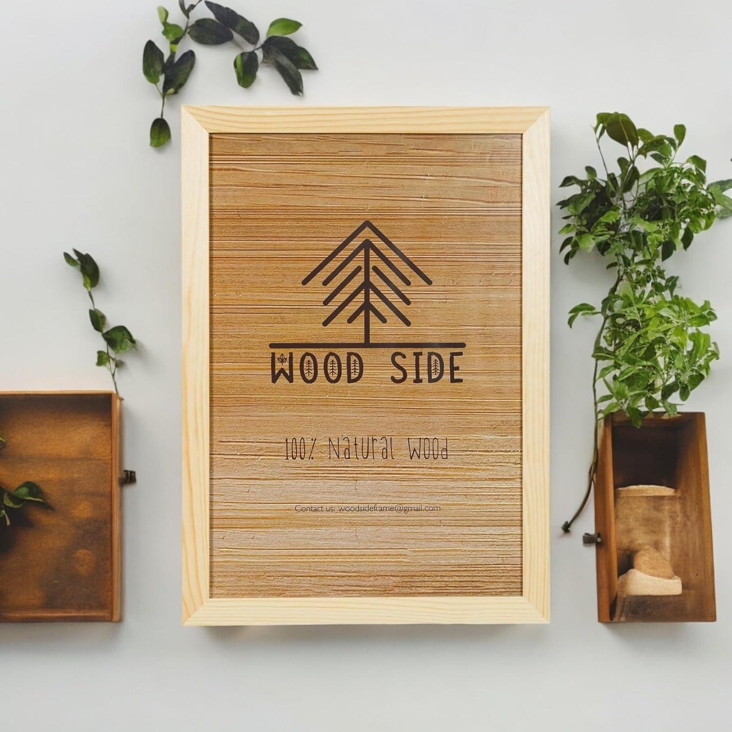 Rustic Wooden Poster Picture Frame 24x36 Natural Solid Eco Distressed Wood for Wall Mounting Barnwood Photo Frame