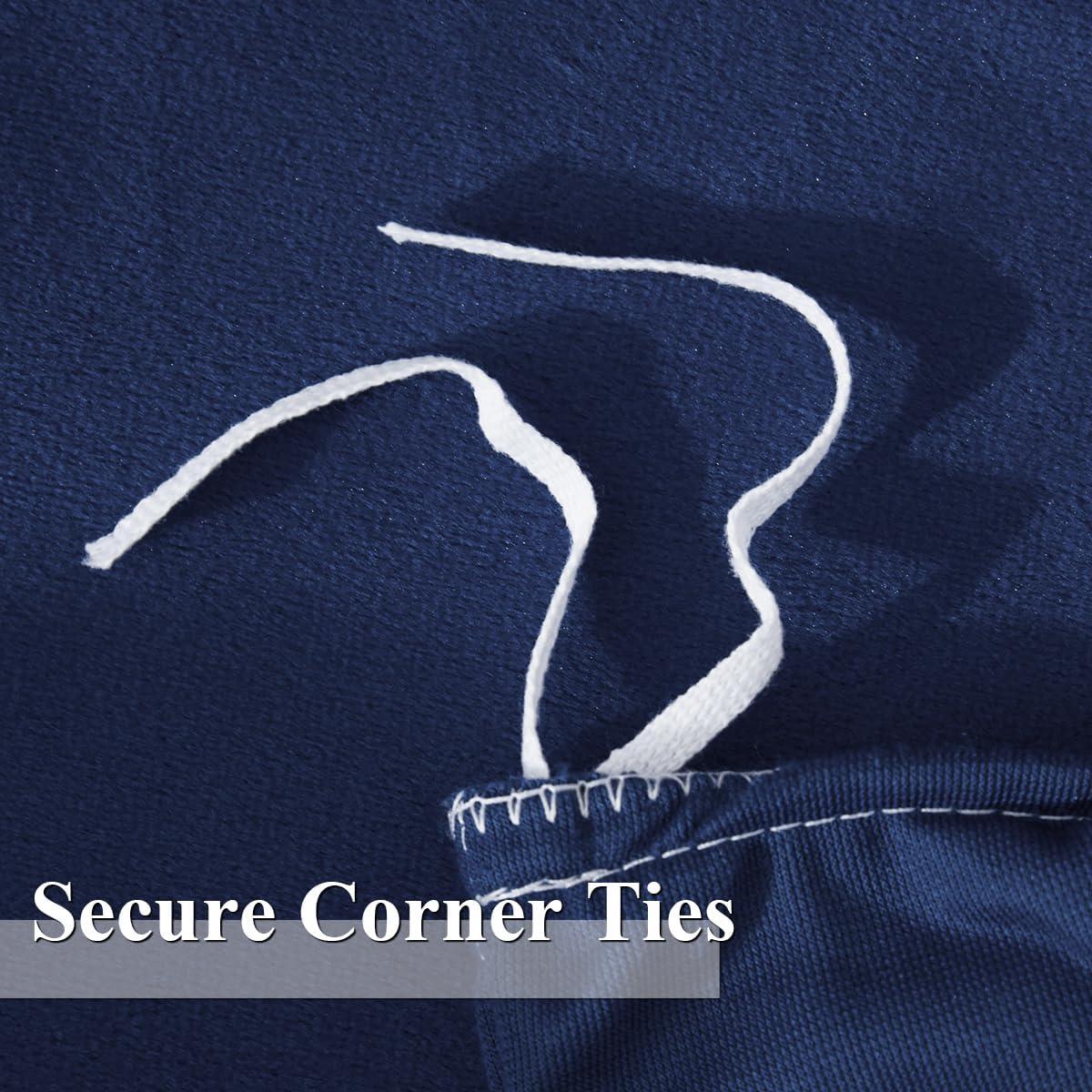 Ivellow Velvet Duvet Cover Queen Size 3 Pcs Flannel Navy Blue Duvet Cover Queen Velvet Comforter Cover Bedding Set Ultra Soft Cozy Solid Luxury Velour Duvet Cover Set Zipper Closure Corner Ties