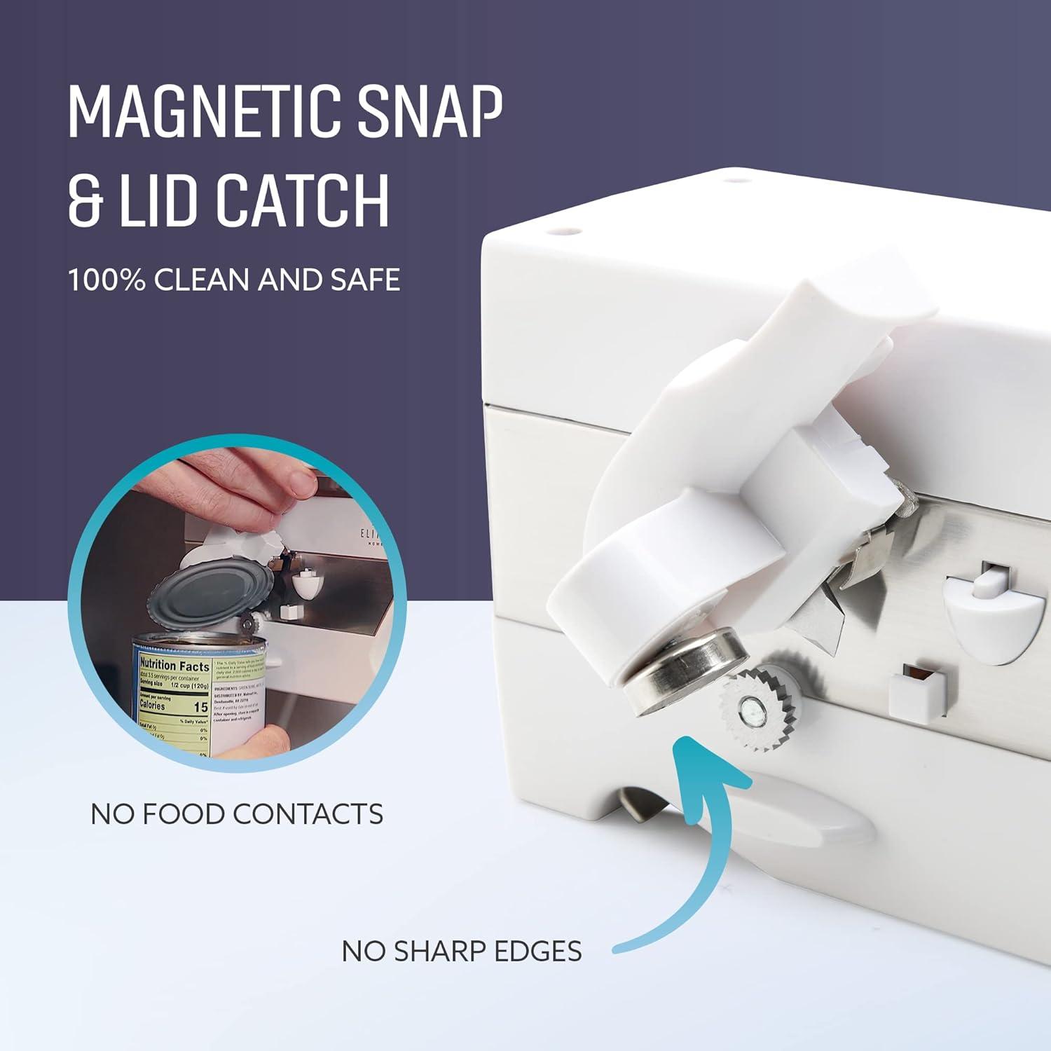 Elitra 3 in 1 Under the Cabinet Electric Can Opener, Blade Sharpener, Bottle Opener - White