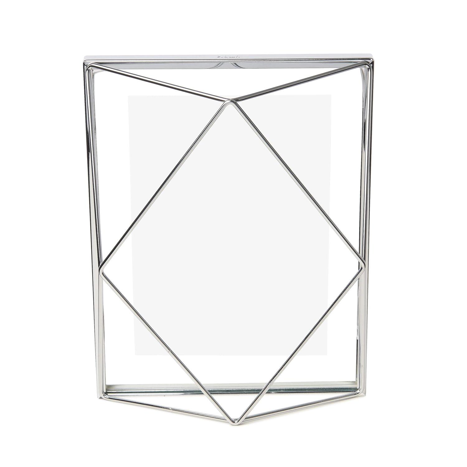 Umbra 5"x7" Prisma Picture Frame Chrome: Modern Geometric Design, Steel Material, Wall or Tabletop Display