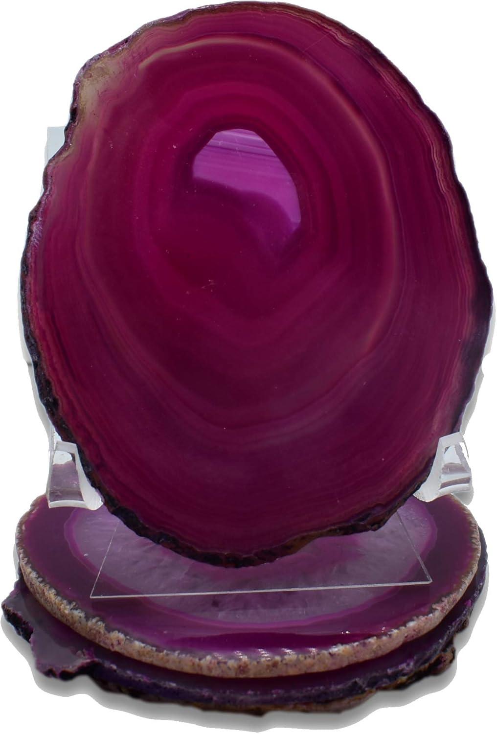 Pink Agate Round Stone Coasters Set of 4