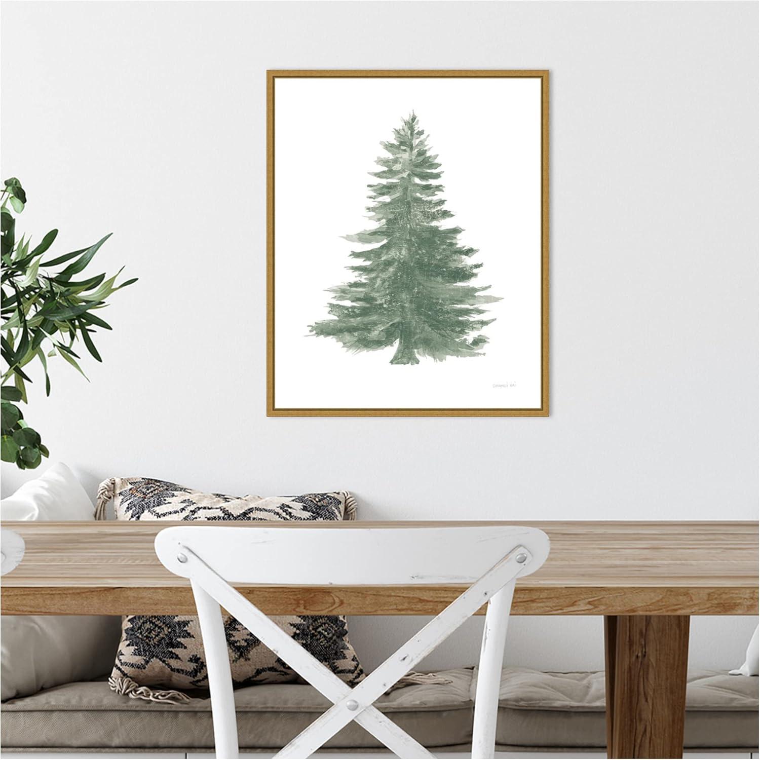 16" x 20" Floursack Holiday Tree by Danhui Nai Framed Canvas Wall Art - Amanti Art: Seasonal Botanical Decor