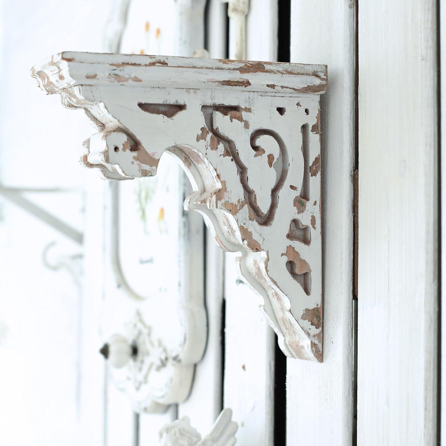 Ophelia & Co. Vintage Shabby Wood Corbels Brackets for Shelf Farmhouse Wall Decor (Set of 2)