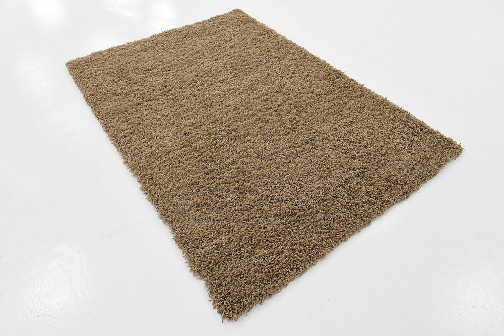 Unique Loom 4' 0 x 6' 0 Solid Shag Sandy Brown Area Rug