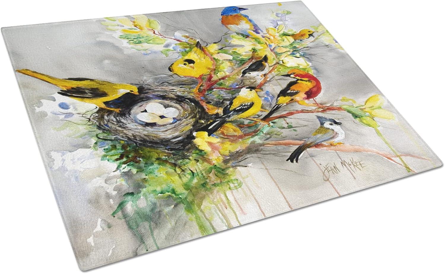 Caroline's Treasures Spring Birds Glass Cutting Board