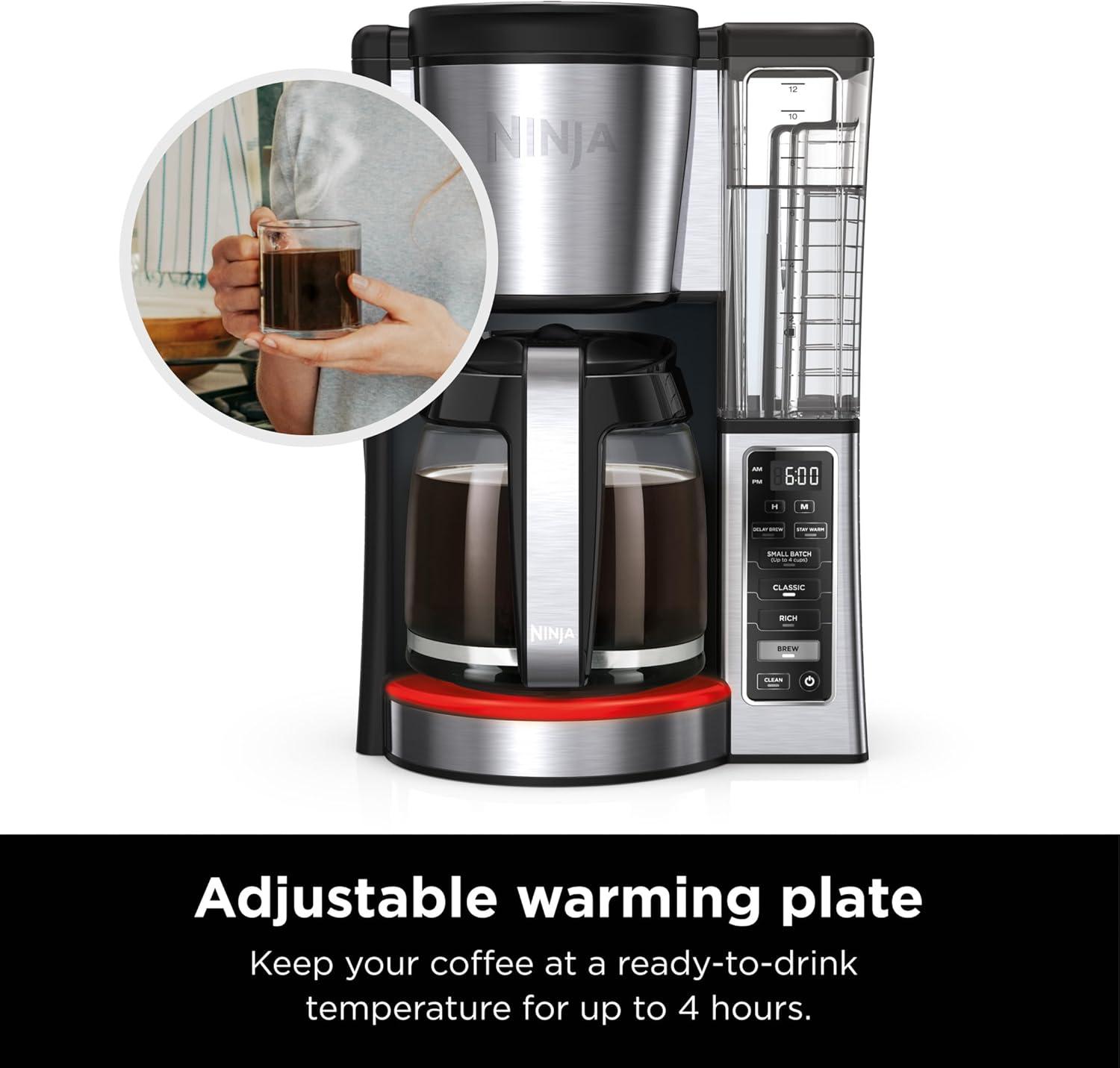 Ninja® 12-Cup Programmable Coffee Brewer, 2 Brew Styles, Adjustable Warm Plate, 60oz Water Reservoir, Delay Brew - Black/Stainless Steel