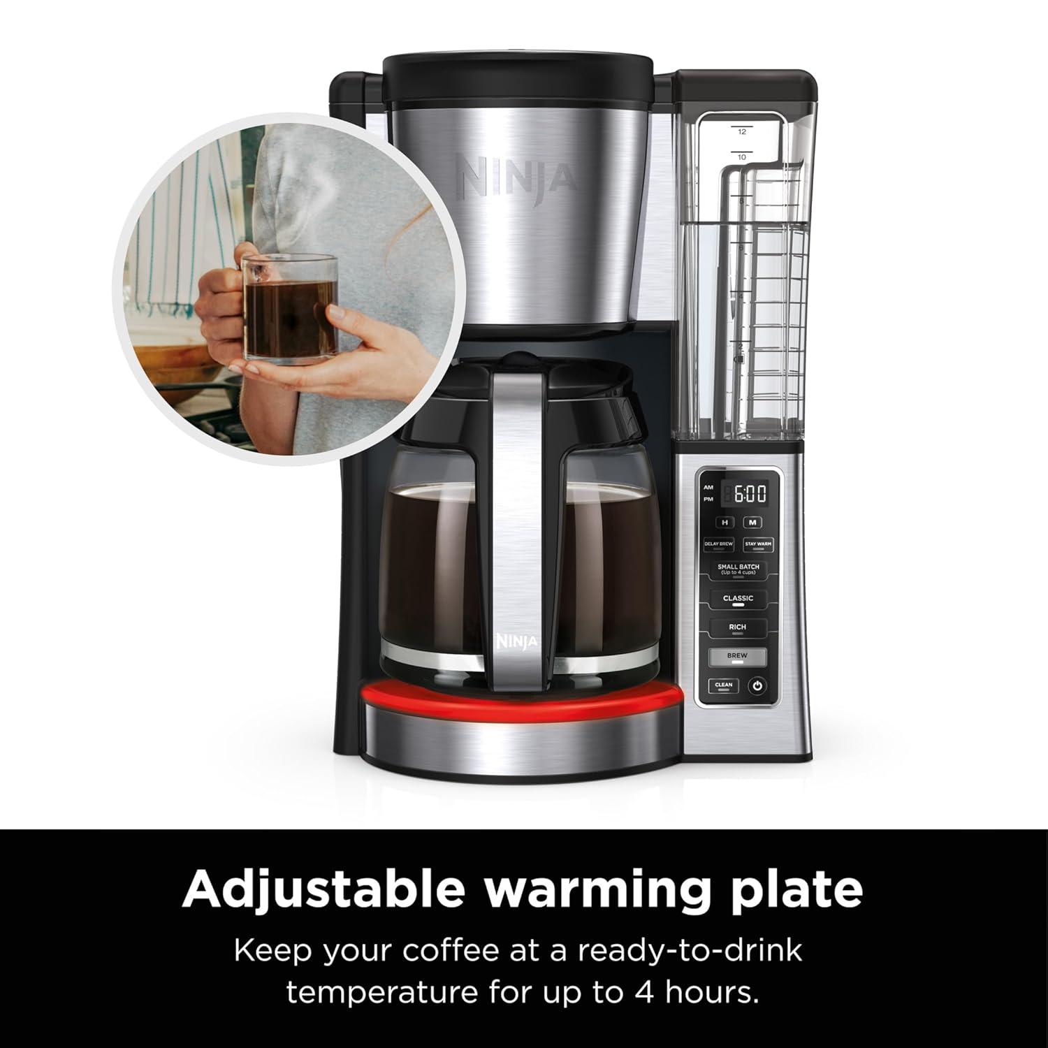 Ninja® 12-Cup Programmable Coffee Brewer, 2 Brew Styles, Adjustable Warm Plate, 60oz Water Reservoir, Delay Brew - Black/Stainless Steel