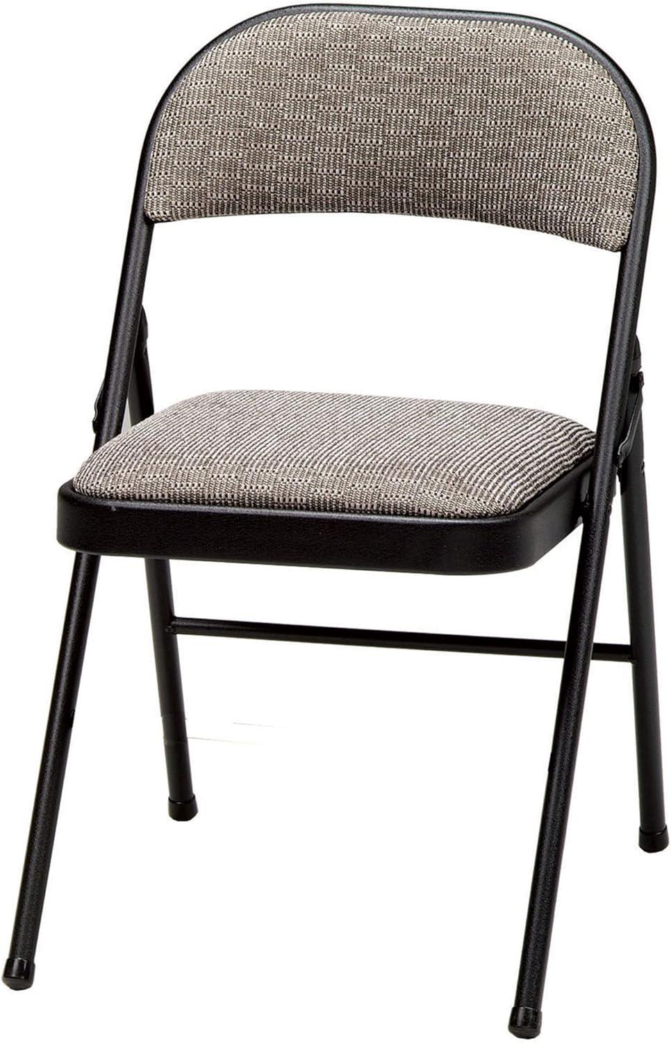 MECO Sudden Comfort Deluxe Metal Fabric Padded Folding Chair Set for Indoor Home Special Occasions or Outdoor Events, Black (Set of 4)
