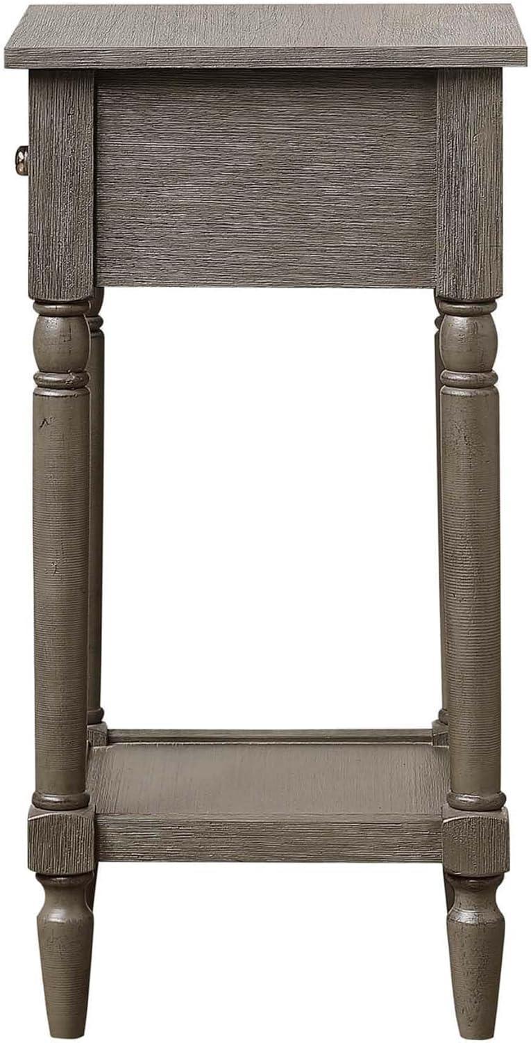 Convenience Concepts French Country Khloe 1 Drawer Accent Table with Shelf, Wirebrush Dark Gray