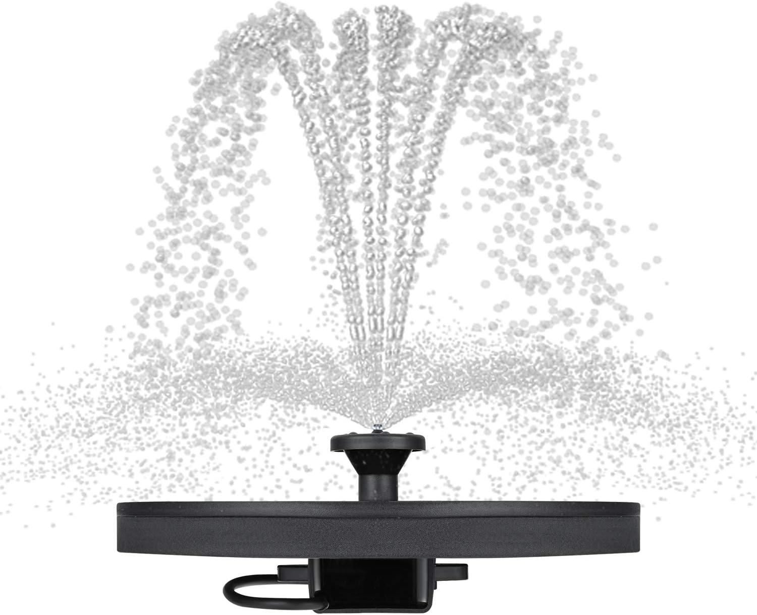 Dartwood Solar Bird Bath and Water Fountain with 4 Different Nozzle Heads - Perfect for Bird Baths and Small Ponds