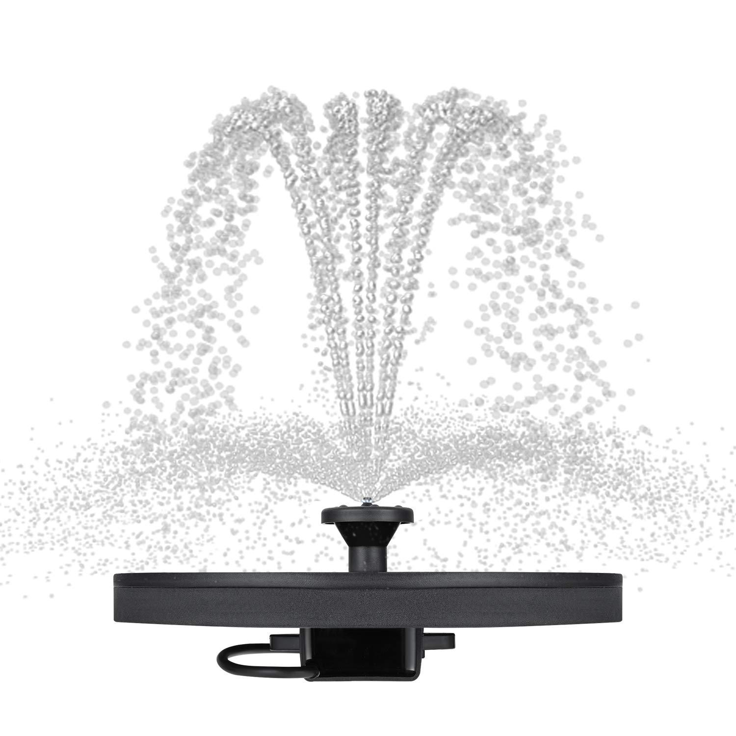 Dartwood Solar Bird Bath and Water Fountain with 4 Different Nozzle Heads - Perfect for Bird Baths and Small Ponds