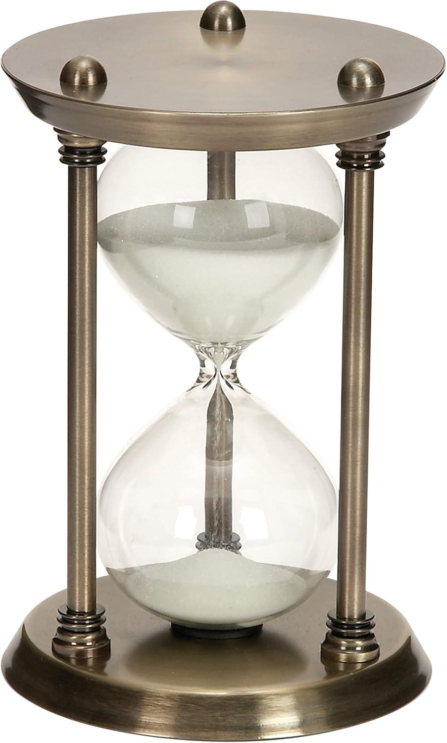 DecMode 6" x 9" Brass Metal Hourglass Sand Timer, 1-Piece