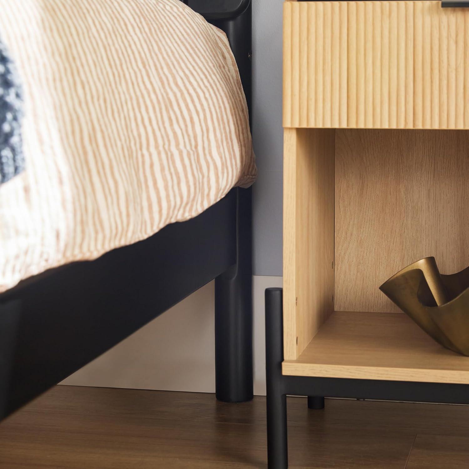 Walker Edison Transitional Solid Wood Platform King Bed - Brown