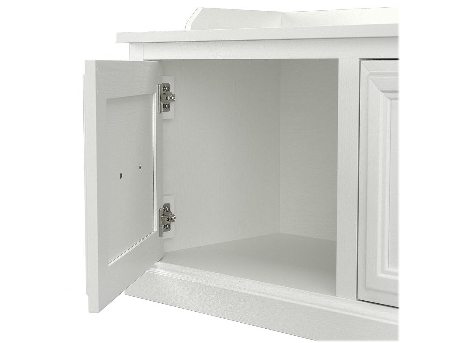 Woodland 40W Hall Tree and Shoe Bench with Doors in White Ash - Engineered Wood