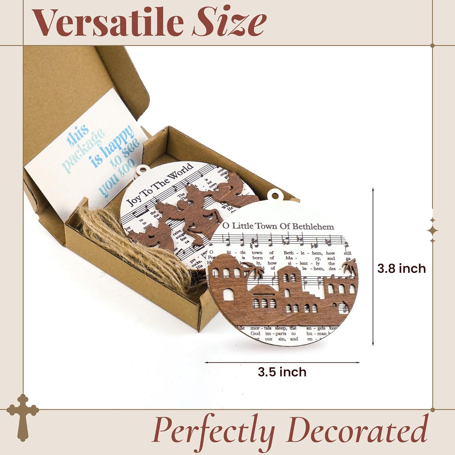 5 Pcs Wooden The Nativity Story Ornaments Set, Christian Religious Gifts for Women, Kids, Valentines Day Gifts for Mom, Merry Christmas