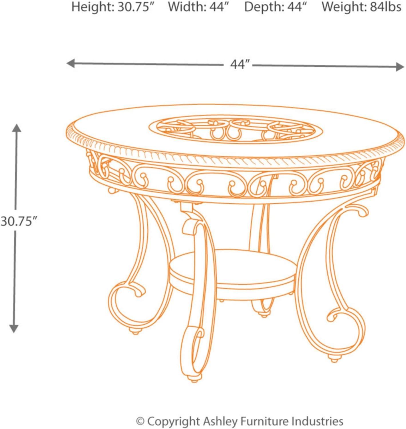 Industrial Earth-Toned 44" Round Glass & Wood Dining Table