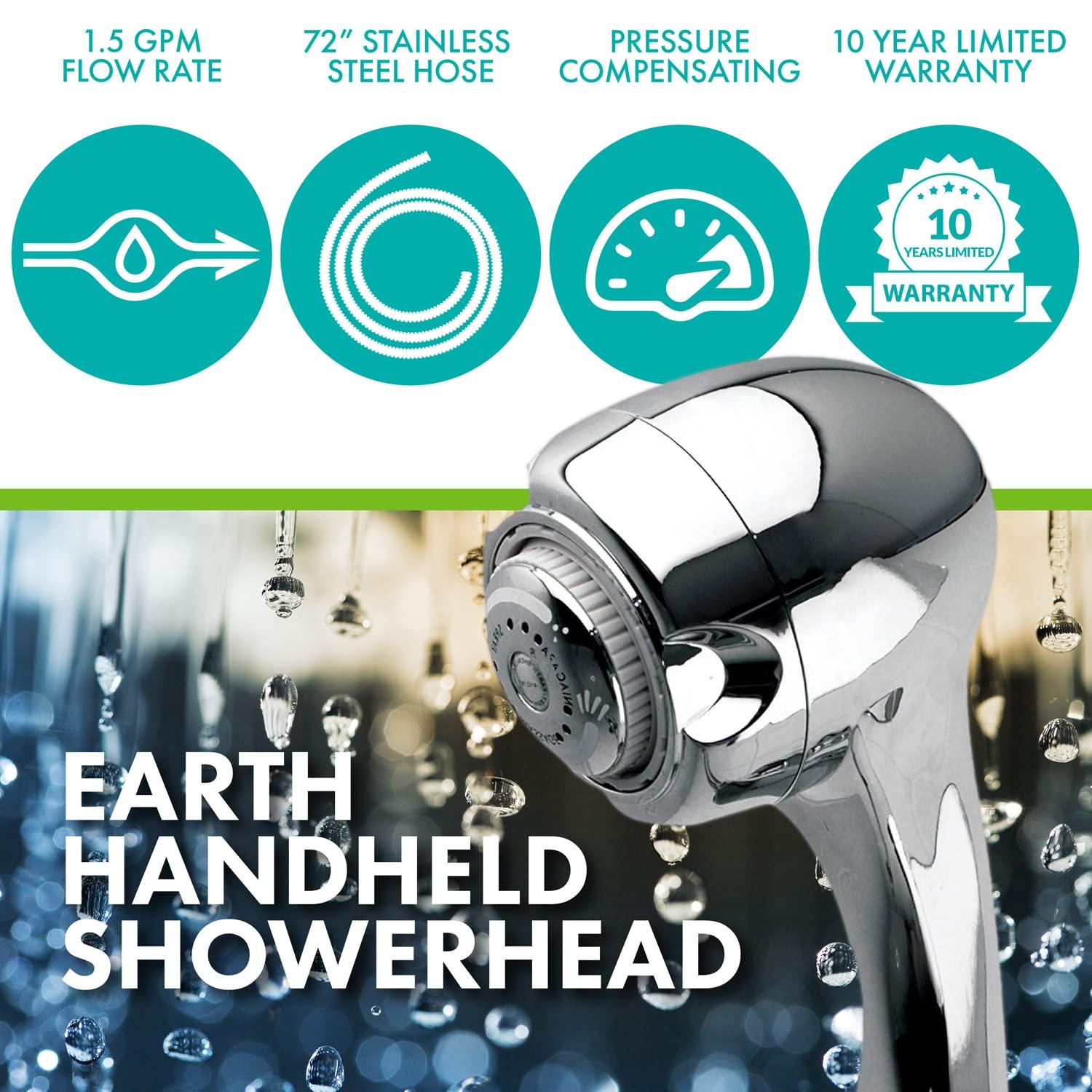 Earth Massage Massage/Jet Handheld Shower Head 1.5 GPM GPM